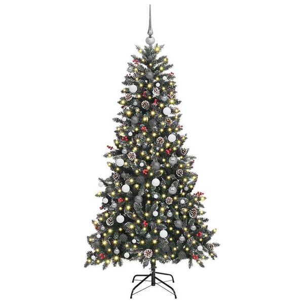 vidaXL K&uuml;nstlicher Weihnachtsbaum Gr&uuml;n 210 cm PVC, Plastik und Stahl