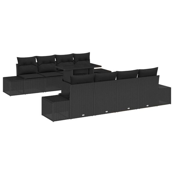 vidaXL Garten-Sofa-Set mit Kissen 7 pcs Schwarz