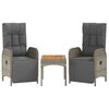 vidaXL Garten-Relaxst&uuml;hle 2 Stk. mit Tisch Grau Poly Rattan