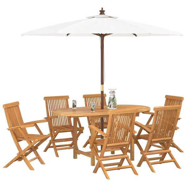 vidaXL Garten Essgruppe 7 pcs Braun Massivholz Teak