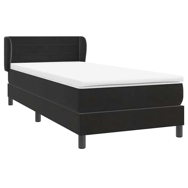 vidaXL Boxspringbett mit Matratze Schwarz 90x210 cm Samt