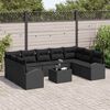 vidaXL Sofa Set mit Kissen mit Speicher 10 pcs Schwarz Poly-Rattan