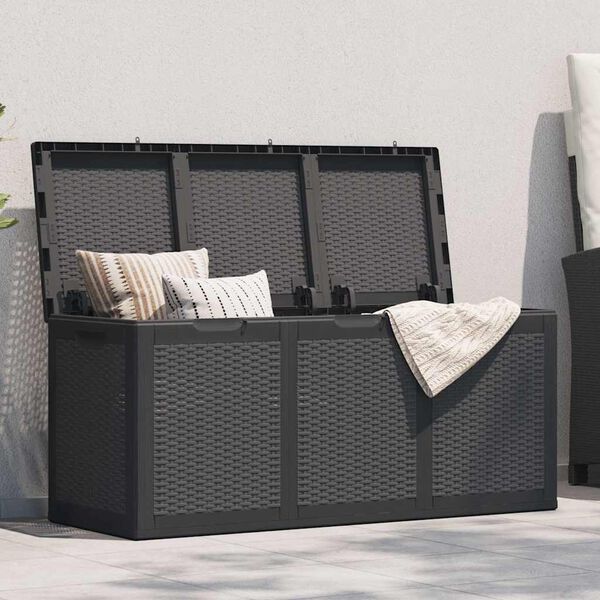 vidaXL Garten-Aufbewahrungsbox 270 L Schwarz PP Rattan