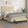 vidaXL Boxspringbett mit Matratze Creme 140x190 cm Kunstleder