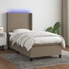 vidaXL Boxspringbett mit Matratze & LED Taupe 90x190 cm Stoff