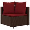 vidaXL 10-tlg. Garten-Sofagarnitur mit Kissen Braun Poly Rattan