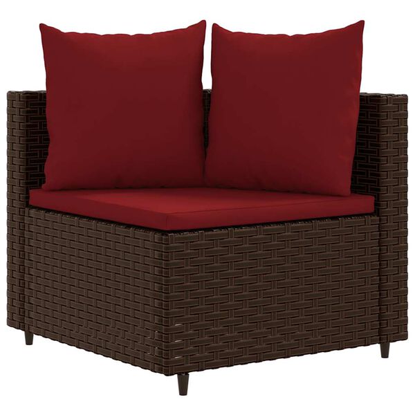 vidaXL 10-tlg. Garten-Sofagarnitur mit Kissen Braun Poly Rattan