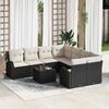 vidaXL Sofa Set mit Kissen 9 pcs Schwarz und Creme Poly-Rattan