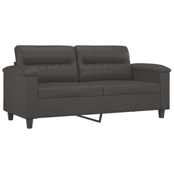 vidaXL 2-Sitzer-Sofa mit Kissen Grau 140 cm Kunstleder
