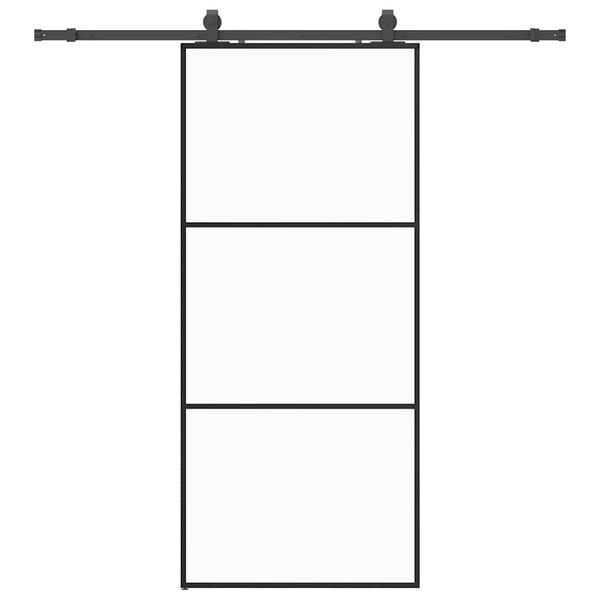 vidaXL Schiebet&uuml;r mit Beschlag Schwarz 90x205 cm ESG-Glas