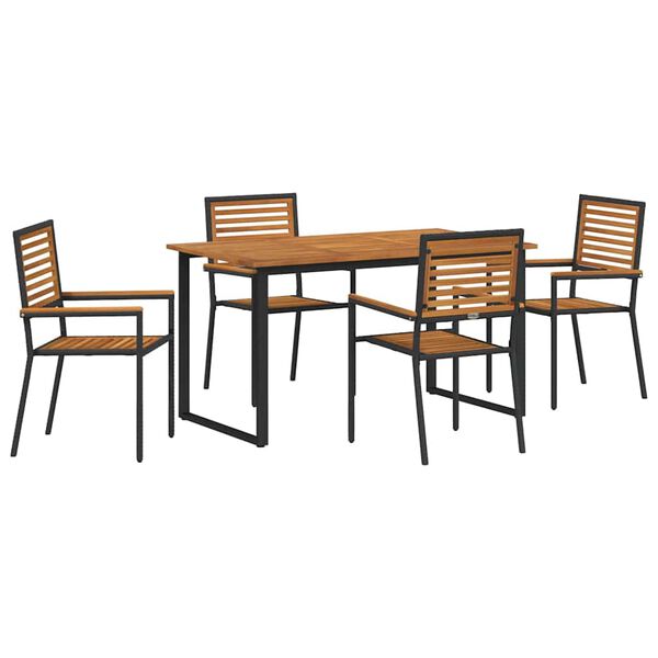 vidaXL Garten Essgruppe 5 pcs Schwarz Massivholz Akazie