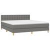vidaXL Boxspringbett mit Matratze & LED Dunkelgrau 180x200 cm Stoff