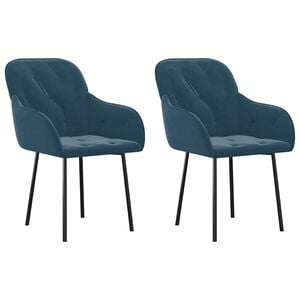 vidaXL Esszimmerst&uuml;hle 2 Stk. Blau Samt