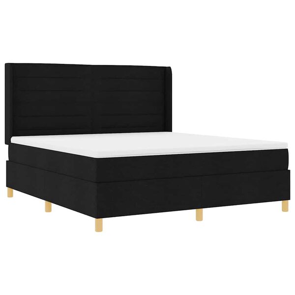 vidaXL Boxspringbett mit Matratze Schwarz 180 x 200 cm Stoff