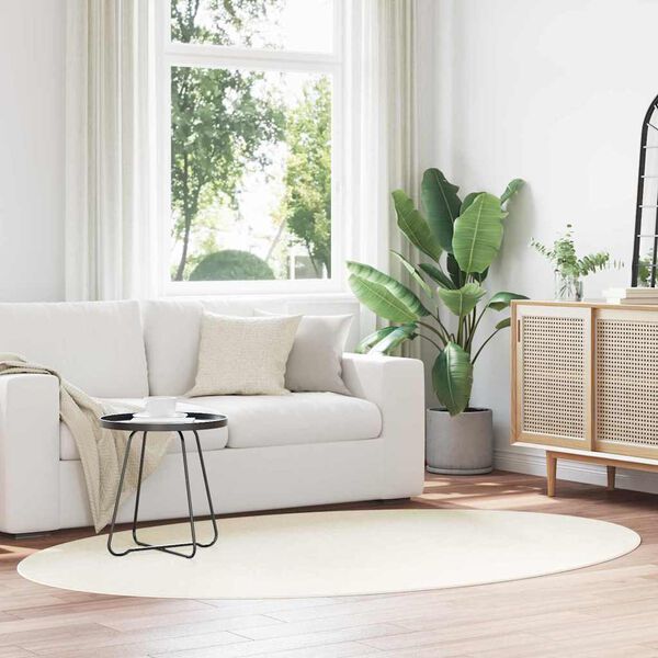 vidaXL Bereichsteppiche Oval HUARTE Creme 160 x 230 cm 100 %Polyester