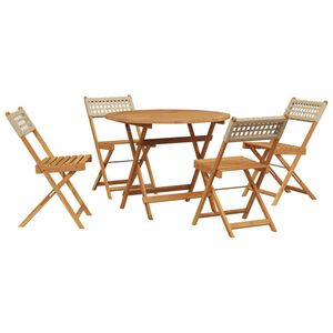 vidaXL 5-tlg. Garten-Essgruppe Beige Poly Rattan und Massivholz