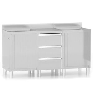 vidaXL Gewerbliche K&uuml;chenschr&auml;nke 3-tlg. Edelstahl