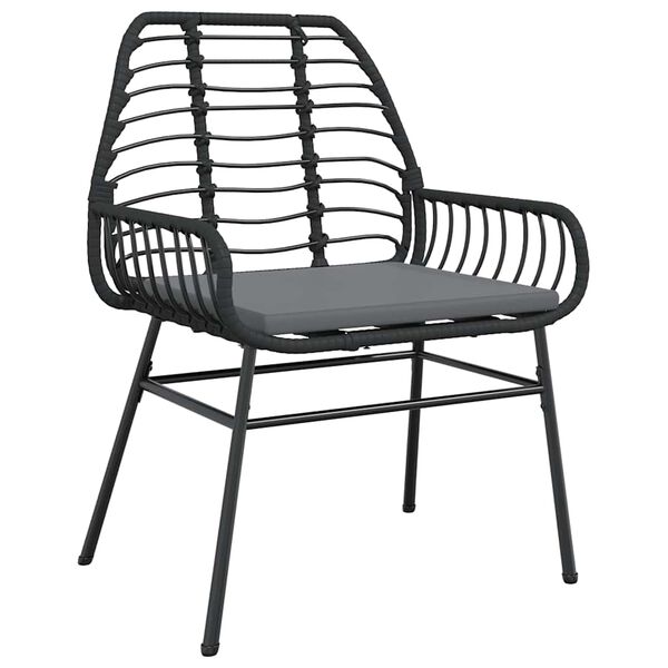 vidaXL 7-tlg. Garten-Essgruppe mit Kissen Schwarz Poly Rattan Glas