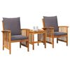 vidaXL Garten-Sofa-Set mit Kissen 3 pcs Braun Massivholz Akazie
