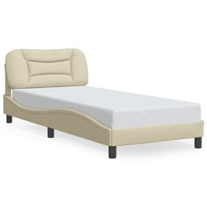 vidaXL Bettgestell mit LED ohne Matratze "Hvar" Creme 80x200 cm Stoff