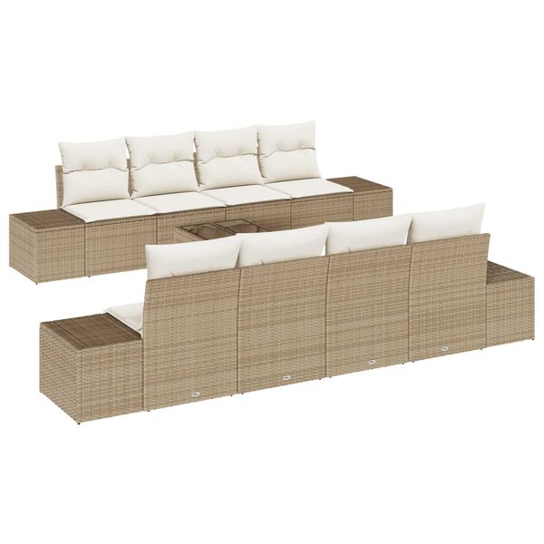 vidaXL Sofa Set mit Kissen 7 pcs Beige und Creme Poly Rattan