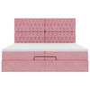 vidaXL Ottoman-Bett mit Matratzen & LEDs Rosa 200x200 cm Samt