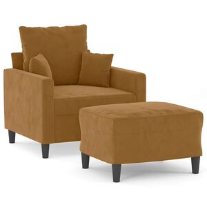 vidaXL Sessel mit Hocker Braun 60 cm Samt