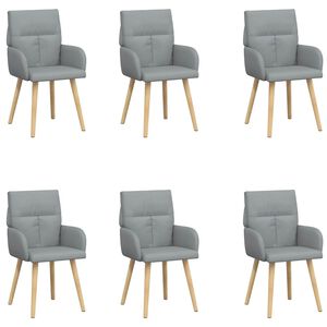 vidaXL Esszimmerst&uuml;hle 6 pcs Stoff Hellgrau 60 x 56 x 96 cm