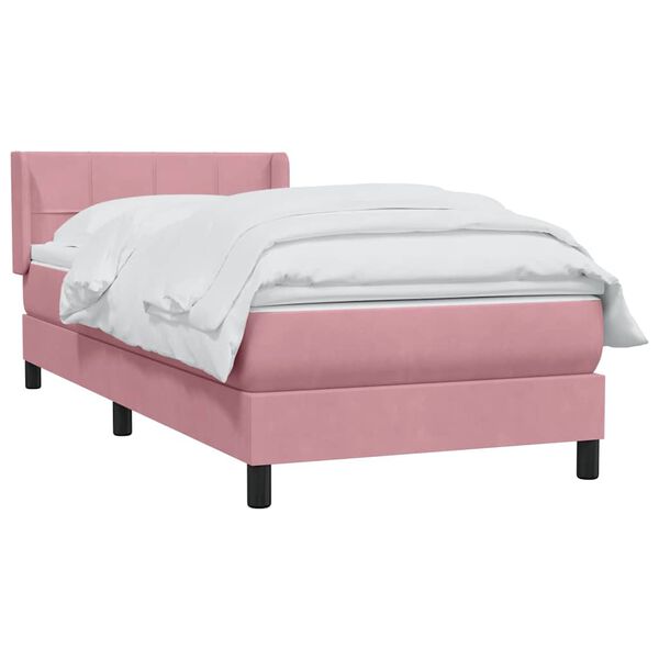vidaXL Boxspringbett mit Matratze Rosa 100x210 cm Samt