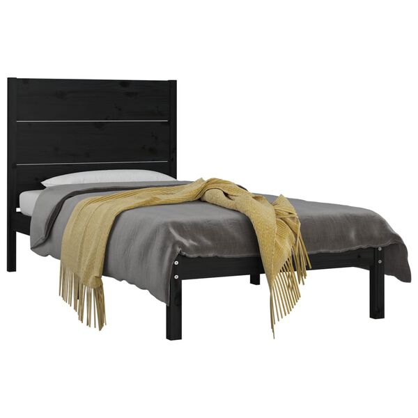 vidaXL Massivholzbett Schwarz Kiefer 100x200 cm