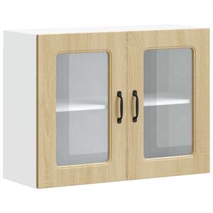 vidaXL K&uuml;chen-H&auml;ngeschrank mit Glast&uuml;r Kalmar Sonoma-Eiche Holzwerkstoff