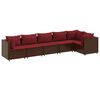 vidaXL 6-tlg. Garten-Lounge-Set mit Kissen Braun Poly Rattan