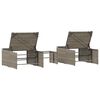 vidaXL Sonnenliegen 2 Stk. mit Tisch Grau Poly Rattan