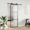 vidaXL Schiebetür mit Beschlag Schwarz 76x205 cm ESG-Glas