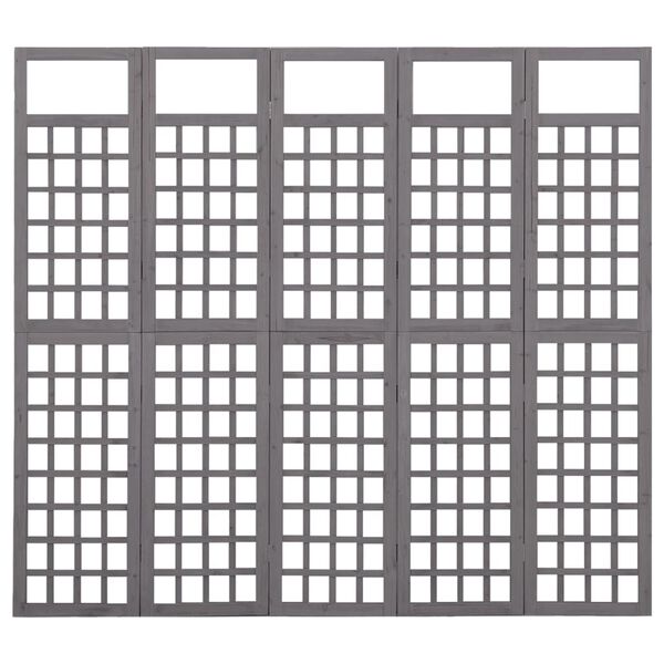 vidaXL Spalier/Paravent 5-teilig Massivholz Tanne Grau 201,5x180 cm