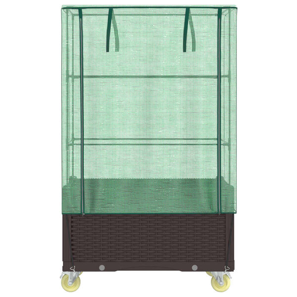 vidaXL Hochbeet mit Aufsatz und Rollen Rattan-Optik 80x50x182 cm
