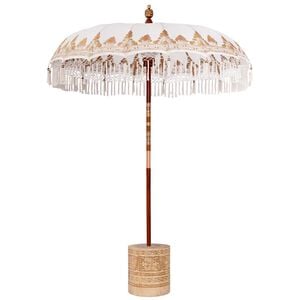 vidaXL Balinesischer Sonnenschirm mit Sockel Creme &Oslash; 180-190 cm