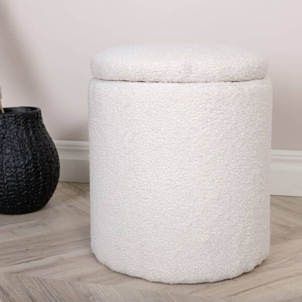 Venture Home Hocker Limpen 32x32x40 cm Teddy Wei&szlig;