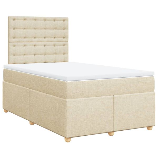 vidaXL Boxspringbett mit Matratze Creme 120x190 cm Stoff