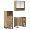 vidaXL Badezimmerm&ouml;bel-Set mit Regal 3 pcs Artisan-Eiche Holzwerkstoff