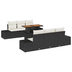 vidaXL Garten-Sofa-Set 7 stk. Schwarz Poly Rattan