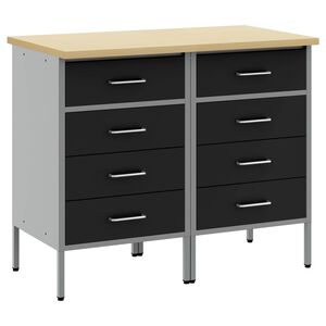 vidaXL Werkbank mit Speicher 2 Stk. Schwarz und Grau 100 x 55 x 85 cm