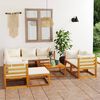 vidaXL 10-tlg. Garten-Lounge-Set mit Auflagen Creme Massivholz Akazie