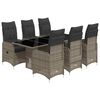 vidaXL 7-tlg. Garten-Bistro-Set mit Kissen Grau Poly Rattan