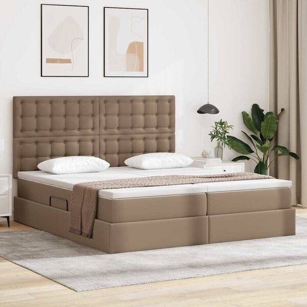 vidaXL Bett mit Stauraum und LED Cappuccino 180 x 200 cm Kunstleder