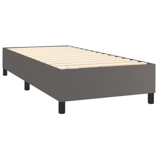vidaXL Boxspringbett mit Matratze Grau 90x200 cm Kunstleder