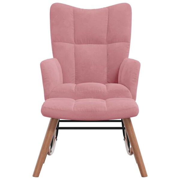 vidaXL Schaukelstuhl mit Hocker Samt Rosa