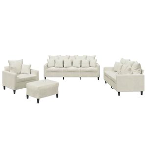 vidaXL 4-tlg. Sofagarnitur mit Kissen Creme Samt