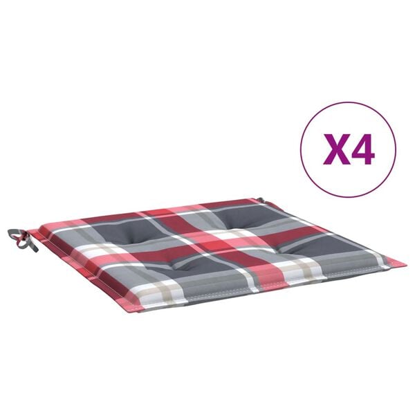 vidaXL Gartenstuhl-Kissen 4Stk. Rot Karomuster 50x50x4cm Oxford-Gewebe