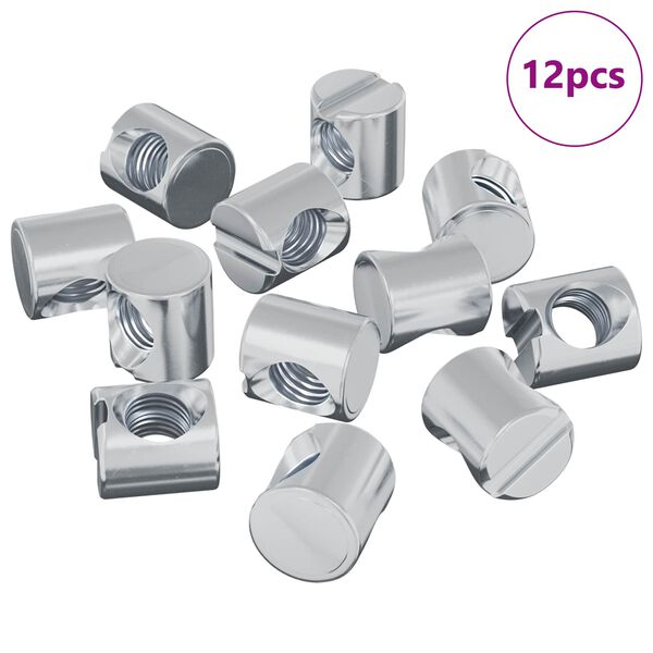 vidaXL Zylindermuttern 12 pcs Silber M6 x 12 mm Metall